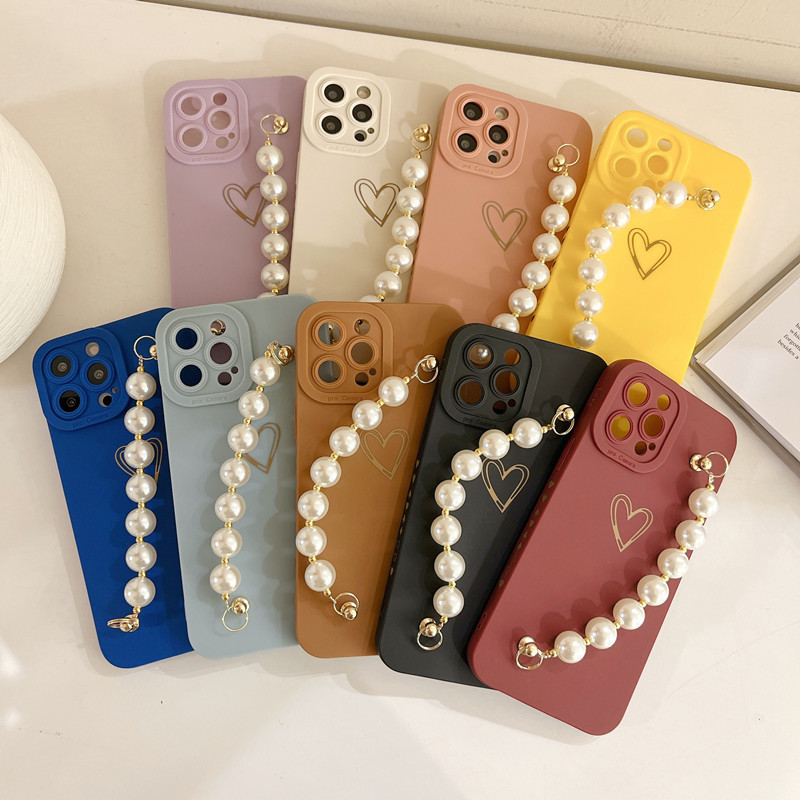 Vỏ bảo vệ vòng đeo tay bằngngọc trai Apple iPhone14 mới, Bảo vệ ống kính toàn diện, Vỏ điện thoại di động đượcnâng cấp